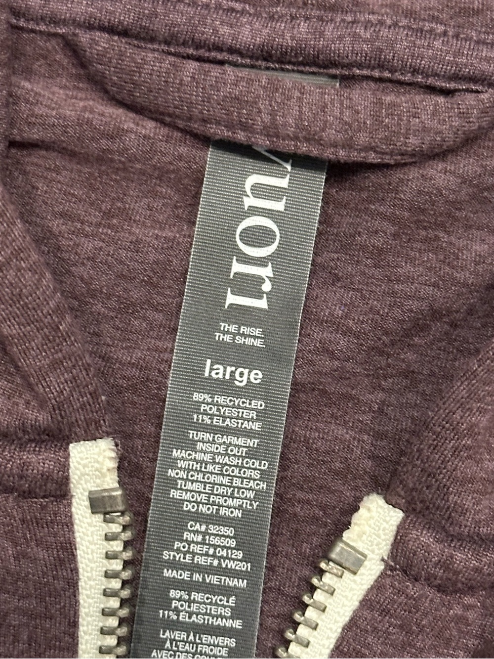 Vuori Halo Performance Full Zip Hoodie in Plum Purple Size Large - Picture 8 of 14